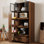 Armoire de cuisine de 70,87 po de hauteur avec tablette de rangement coulissante multi-fonctionnelle multi-niveaux, 1 tiroir, avec porte en verre à cadre en aluminium, cloche à nourriture autoportante avec support à micro-ondes pour salle à manger