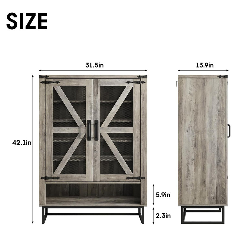 Armoire à chaussures 42,1 po Farmhouse, Gris