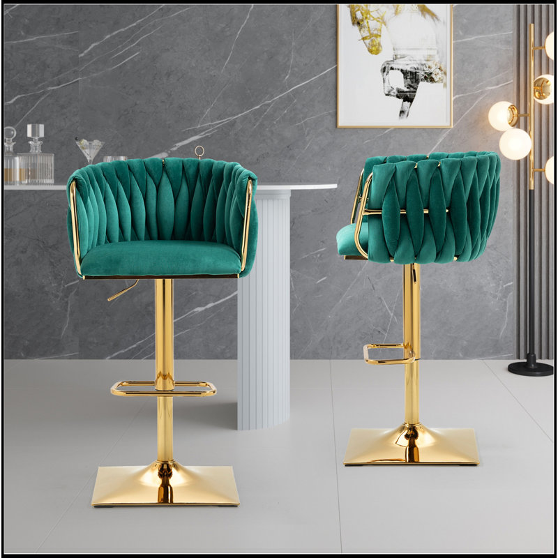 Tabourets de bar rétro avec dossier et chaises à hauteur de comptoir 2 pièces / ensemble, Vert