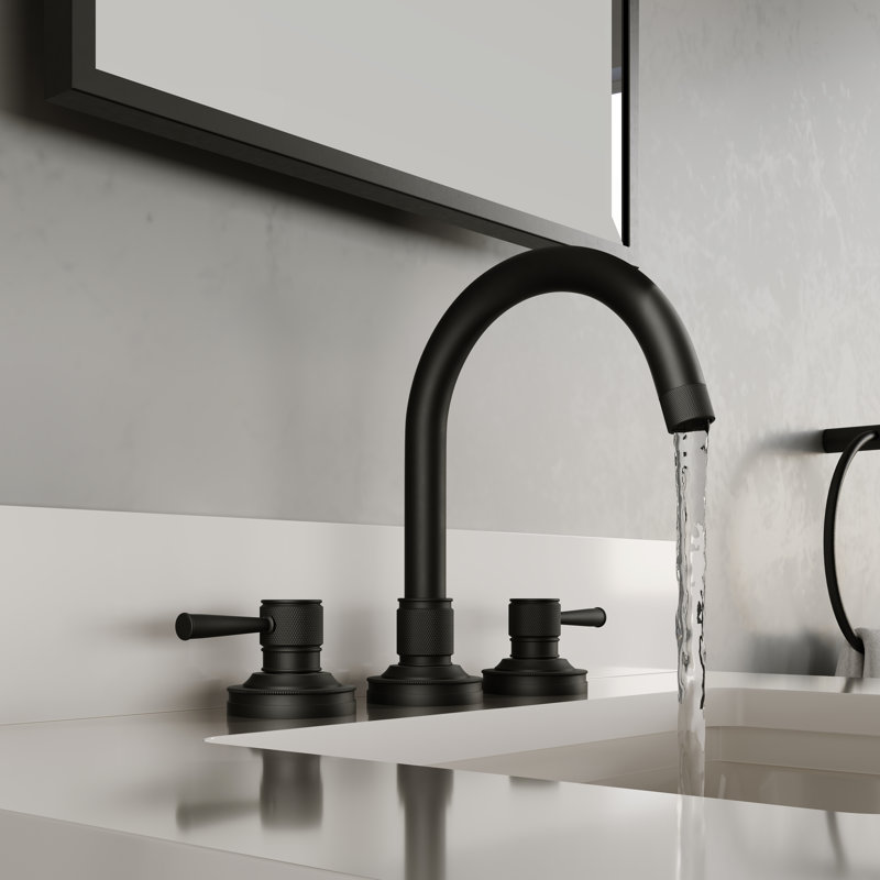 Wide Spread Lavatory Faucet, Less Handle, Matte Black