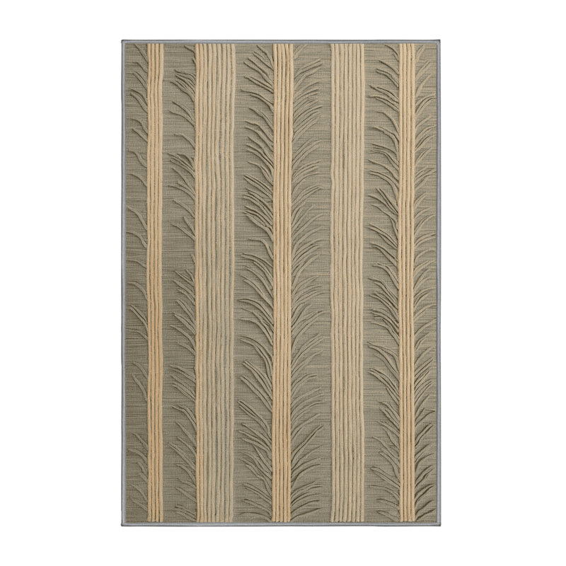 Machine Washable Botanical Brown Area Rug, Rectangle 7' x 9'