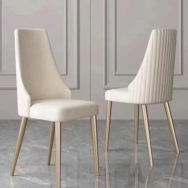 Chaise de salle à manger avec pieds en métal et cuir blanc (2 pièces)