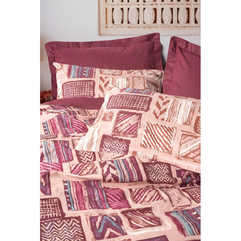 Elegant Ranforce Single XXL Quilt Cover Set, Claret Red | 100% Cotton, 145 Thread Count | Includes 1 Pillowcase (31.5 x 31.5 inches) with Button Closure | Machine Washable, Stylish & Comfortable Bedding