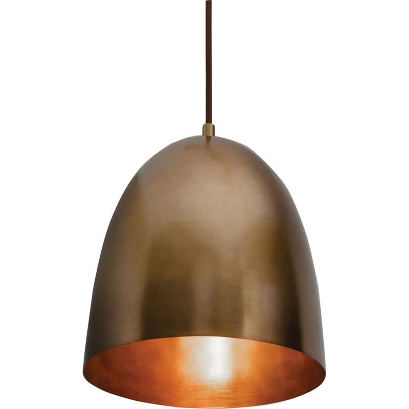 Luminaire suspendu en forme de dôme à 1 lumière SunPellerie, H 10 po x l 9,5 po x P 9,5 po, Laiton antique