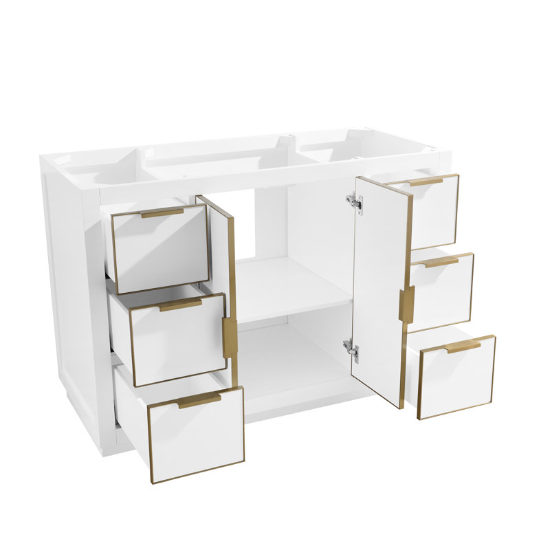 Austen 48'' W Single Bathroom Vanity Base, White/Brushed Silver