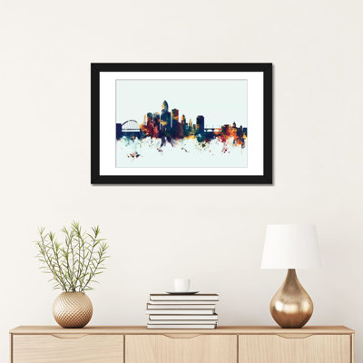 " Des Moines, Iowa, USA On Blue " by Michael Tompsett Graphic Art