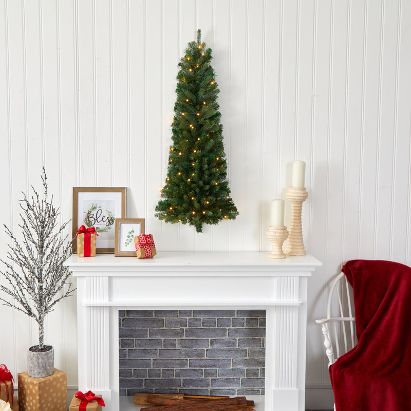 Arbre de Noël artificiel pin vert avec lumières claires, H 4 pi