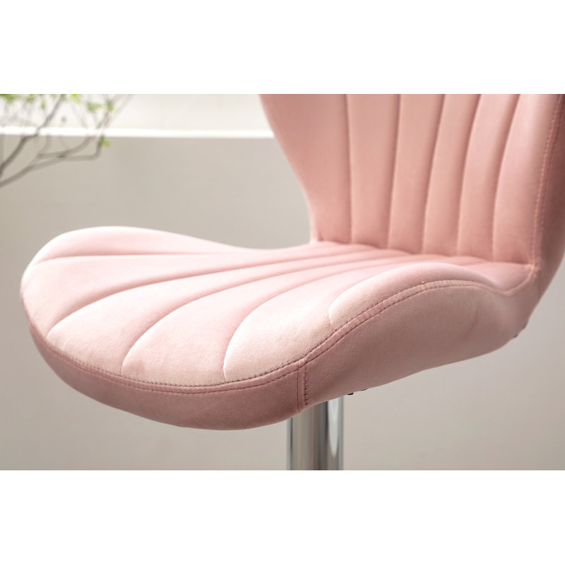 Ellston Upholstered Adjustable Swivel Barstools, Set Of 2, Pink