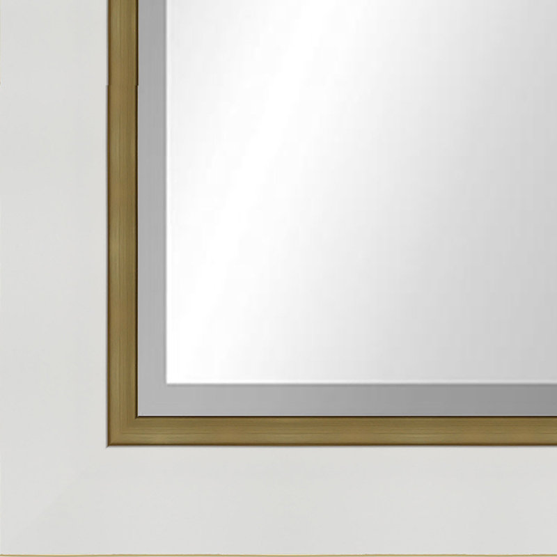 Metropolis Flat Mirror, 42" x 30", White/Gold