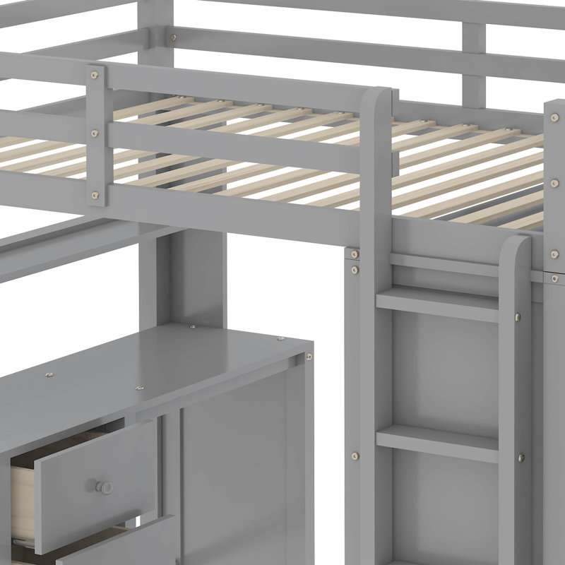 Lit mezzanine double Kiya Kids, gris