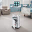 Chariot pour ordinateur portable réglable avec rangement assis et debout, blanc
