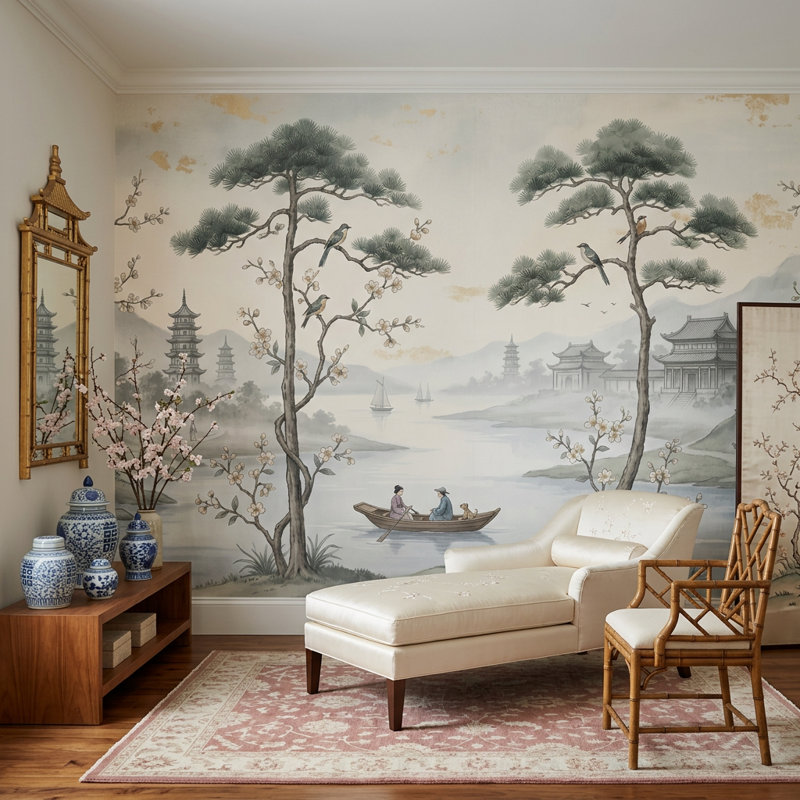 Décoration murale amovible Misty, 100 po x 96 po, Peler et coller