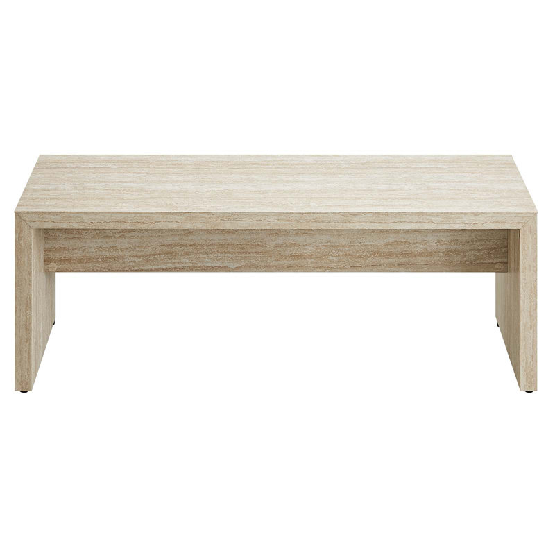 Mirella 53.5” Faux Travertine Bench In Travertine, 18.5" H x 53.5" W x 17" D