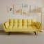 74 pouces, canapé jaune, deux accoudoirs moelleux, coussin décoratif, appartement confortable, petit espace