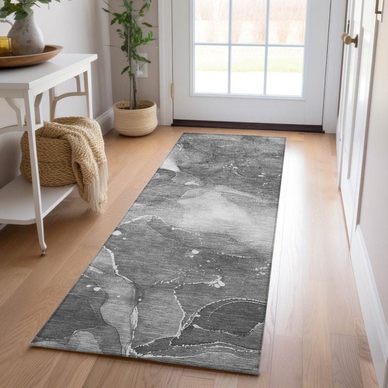Bhav Washable Abstract Indoor / Outdoor Rug, Runner 2'3" x 7'6"