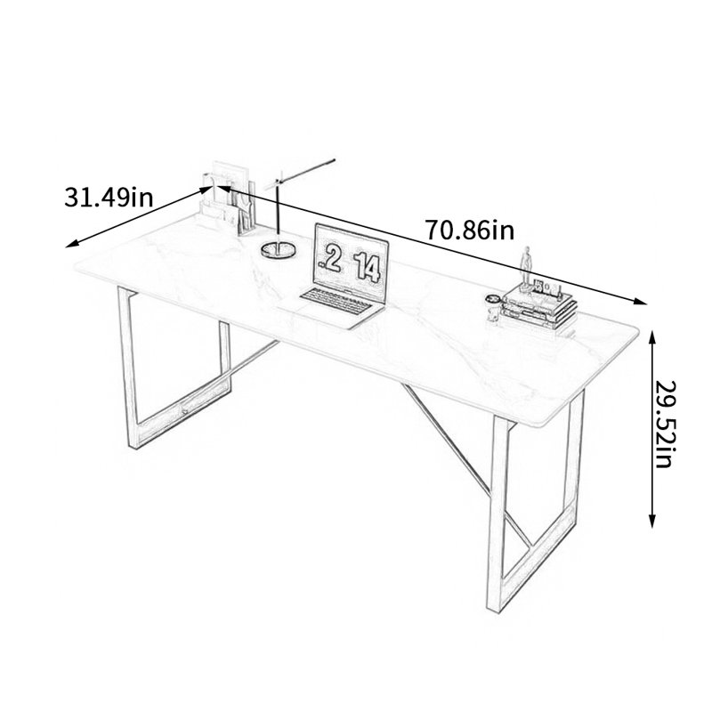 Bureau d'écriture Modern Light, Blanc / noir / bleu, H 29,52 po x l 70,86 po x P 31,49 po