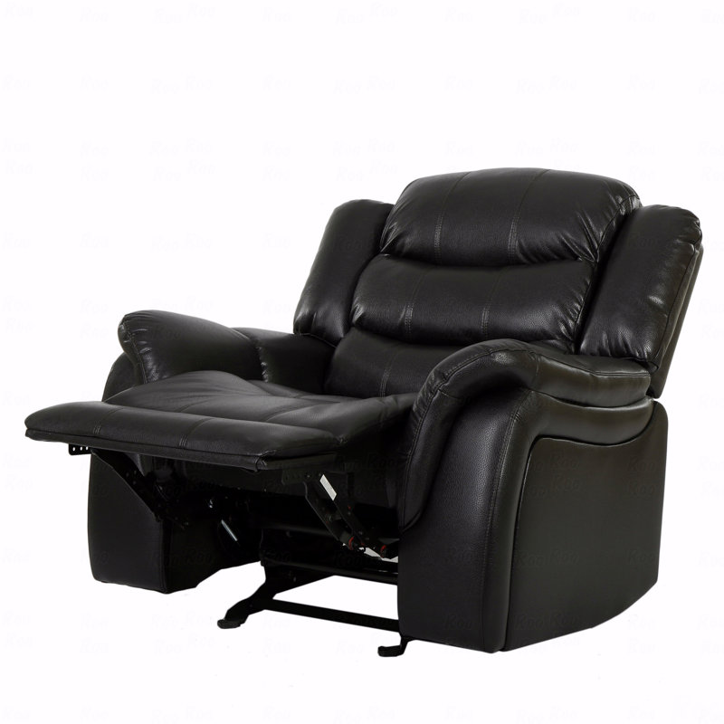 Design classique avec fonction inclinable, revêtement en polyuréthane à baies noires avec fonction inclinable, fauteuil oscillant avec fonction inclinable