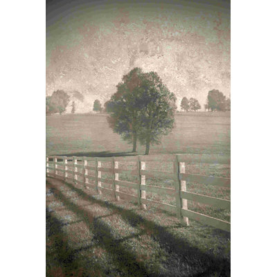 Foggy Tree and Fence - Photographie sur toile tendue