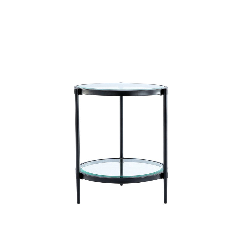 Table basse de style moderne, verre trempé transparent, cadre industriel noir mat, verre avec charge en acier robuste, esthétique minimaliste épurée et cristal de 2,8 mm nécessitant peu d'entretien,