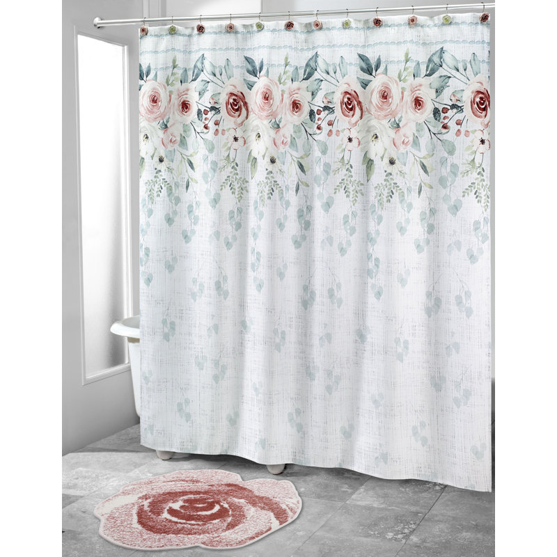 Spring Garden Floral Resin Shower Curtain Hooks Set