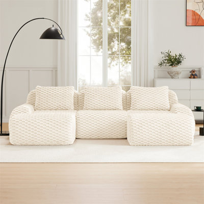 Canapé modulaire en U 114 po en flanelle avec repose-pieds mobile