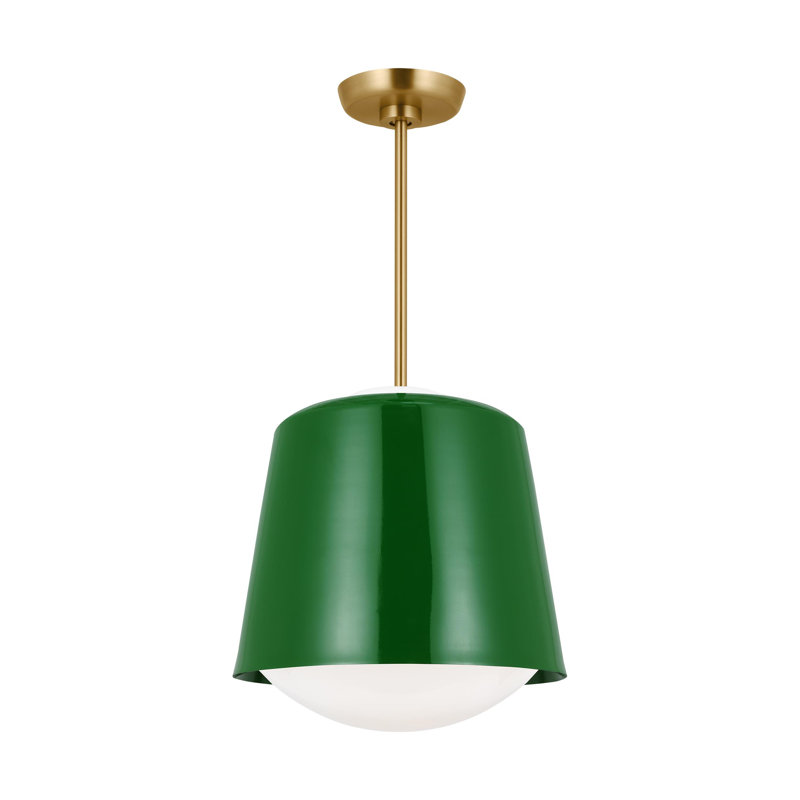 Draper Single Light Steel Dimmable Pendant, Green