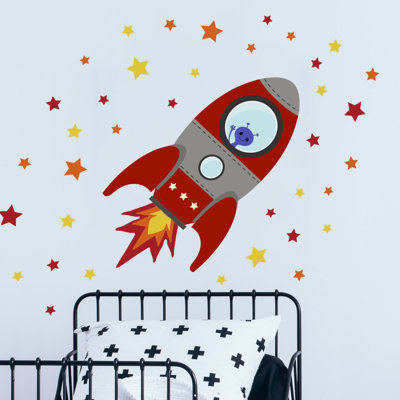 Flying Rocket Wall Stickers