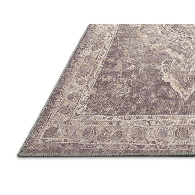 Tapis gris lavable à la machine, Rond 7 pi