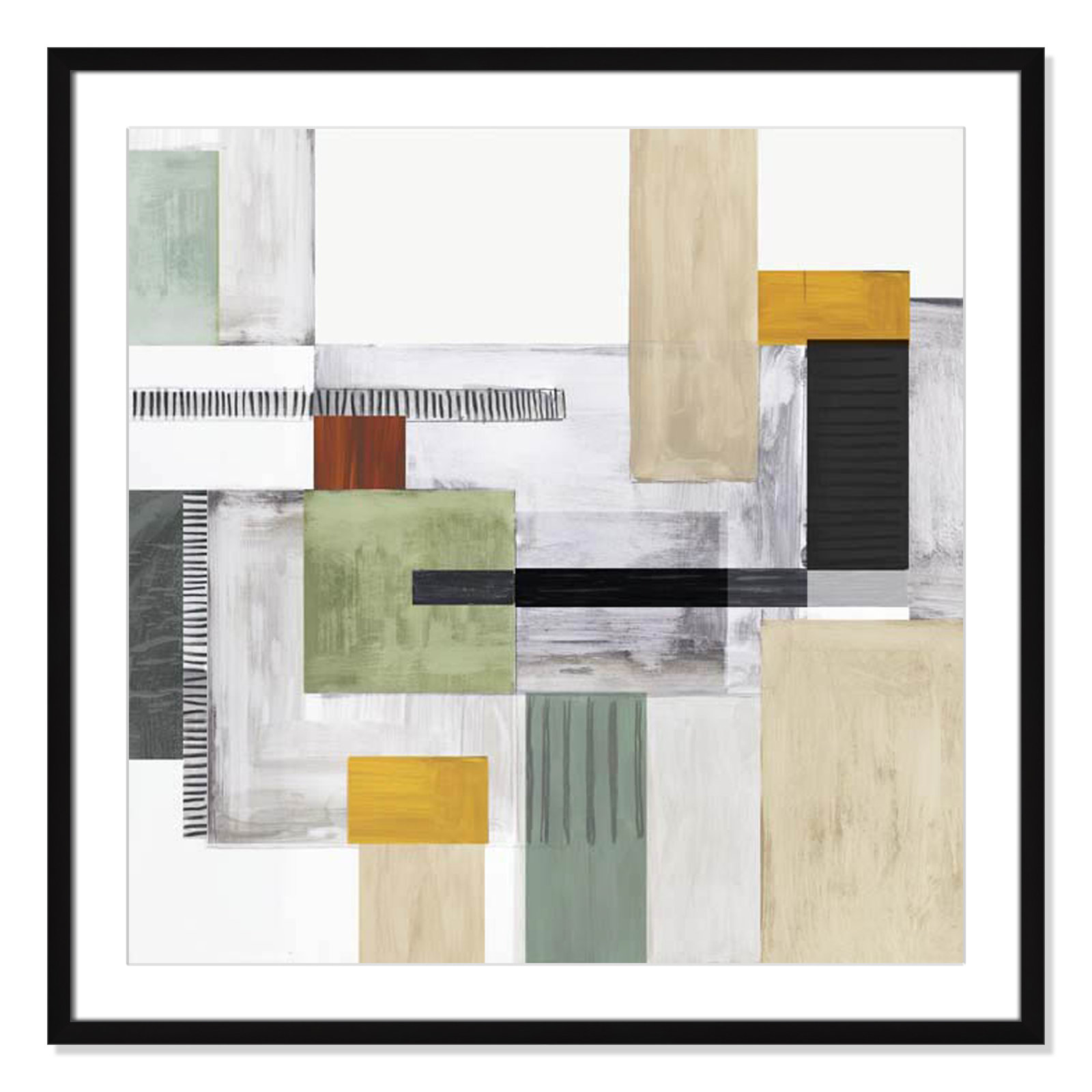 Playful Blocks Print, 32" H x 32" W x 0.75" D, Black Box Framed