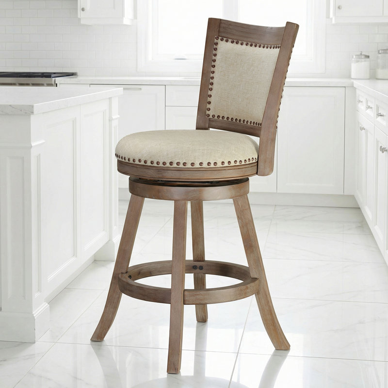 Dorrell Swivel Upholstered Counter Stool with Solid Wood Frame, Counter Stool (25" Seat Height)
