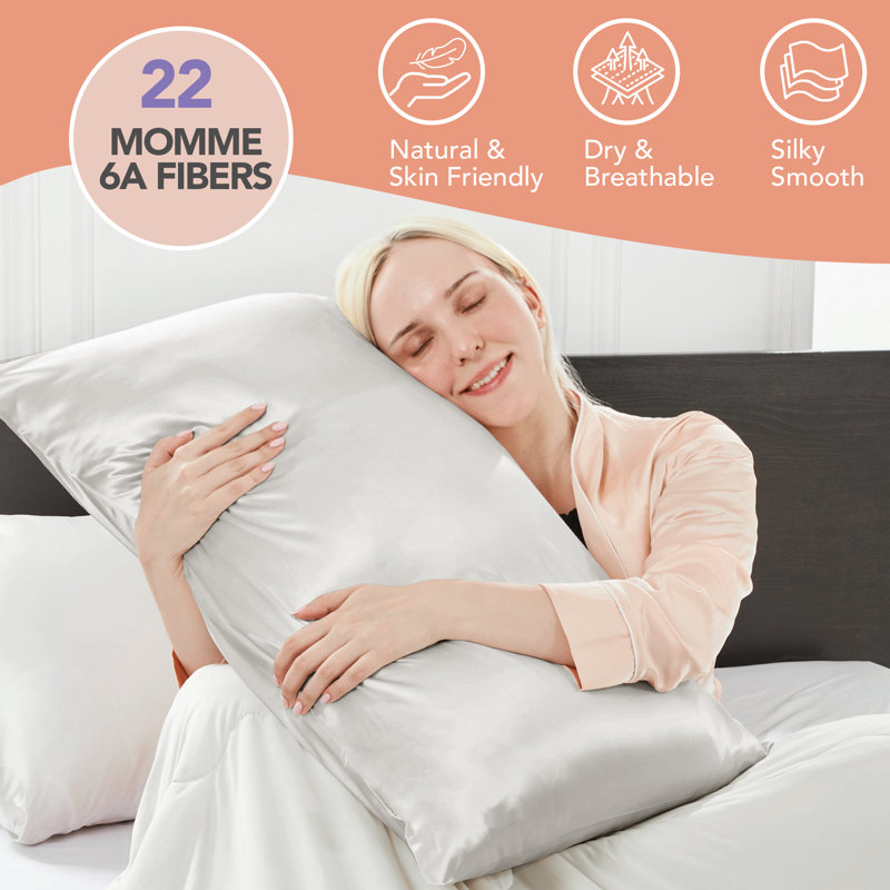Deconovo 100% Pure Mulberry Silk Pillowcase for Hair and Skin, Super Soft Silk Pillowcase with 22 Momme 6A High-Grade Fibers, Envelope Closure, Single Piece