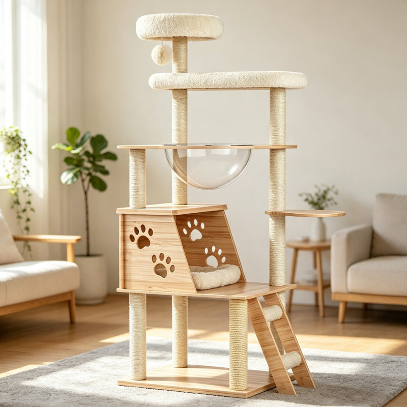 Tour pour arbre à chat à plusieurs niveaux avec poteaux à griffer en sisal et échelle d'escalade pour chat