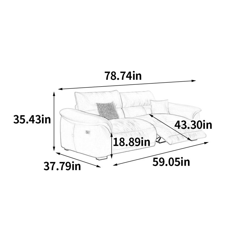 Élégant canapé électrique de luxe, 2, H 35,43 po x l 78,74 po x P 37,79 po
