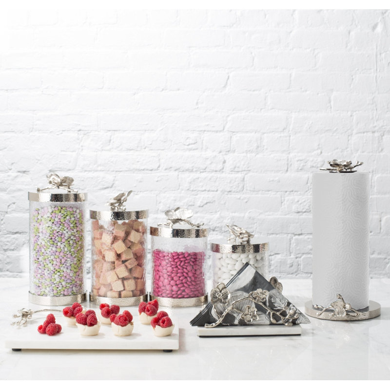 Orchid Kitchen Canister, White, 5" H x 5.5" W x 5.5" D