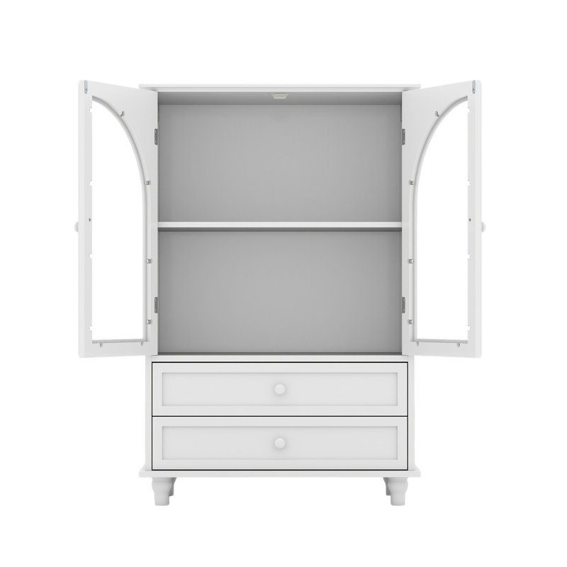 Armoire arquée en verre trempé avec 2 tiroirs