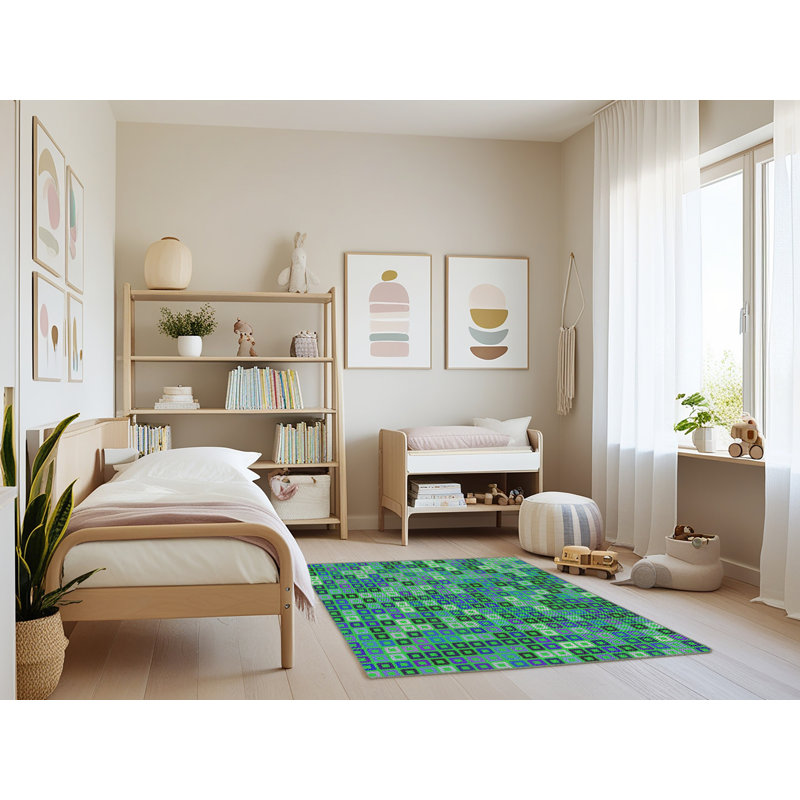 Tapis vert tissé à la machine, Rectangle 3 pi x 5 pi