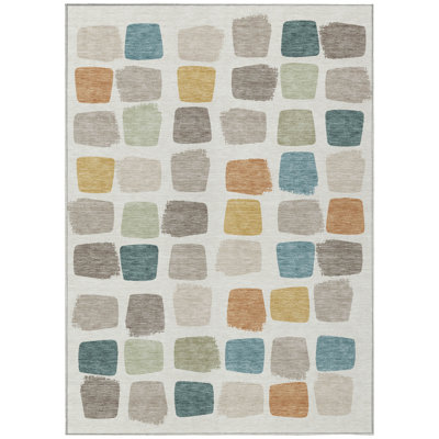 Machine Washable Indoor/Outdoor Chantille ACN2501 Squares Rug