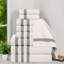 Orley Zero Twist Cotton Ribbed Modern Geometric Border Soft Highly-Absorbent Assorted 9 Piece Bathroom Towel Set-1693190546