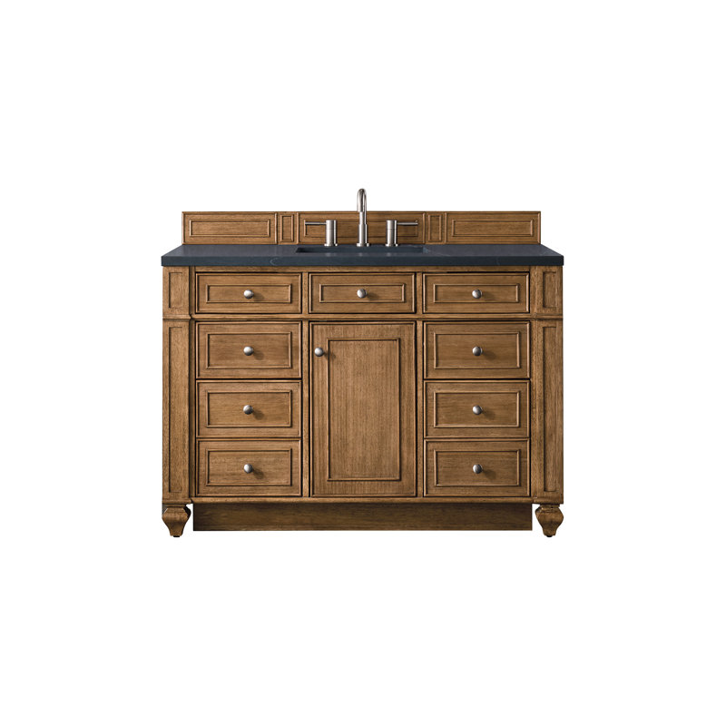 Bristol 48'' W Single Vanity, Saddle Brown, Charcoal Soapstone, 8" Widespread