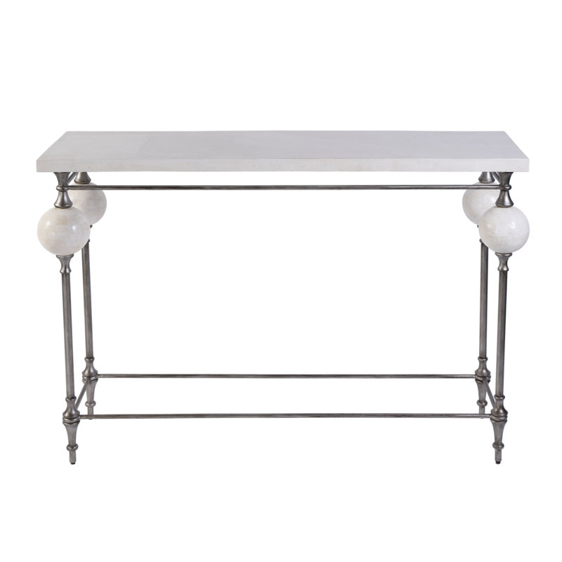 48" W Rectangular Stone and Metal Console Table