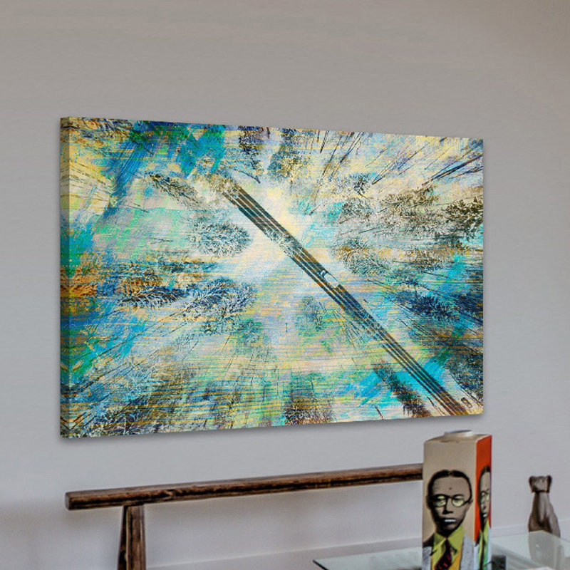 Tall Tree Road Abstract Blue and Green Canvas Art