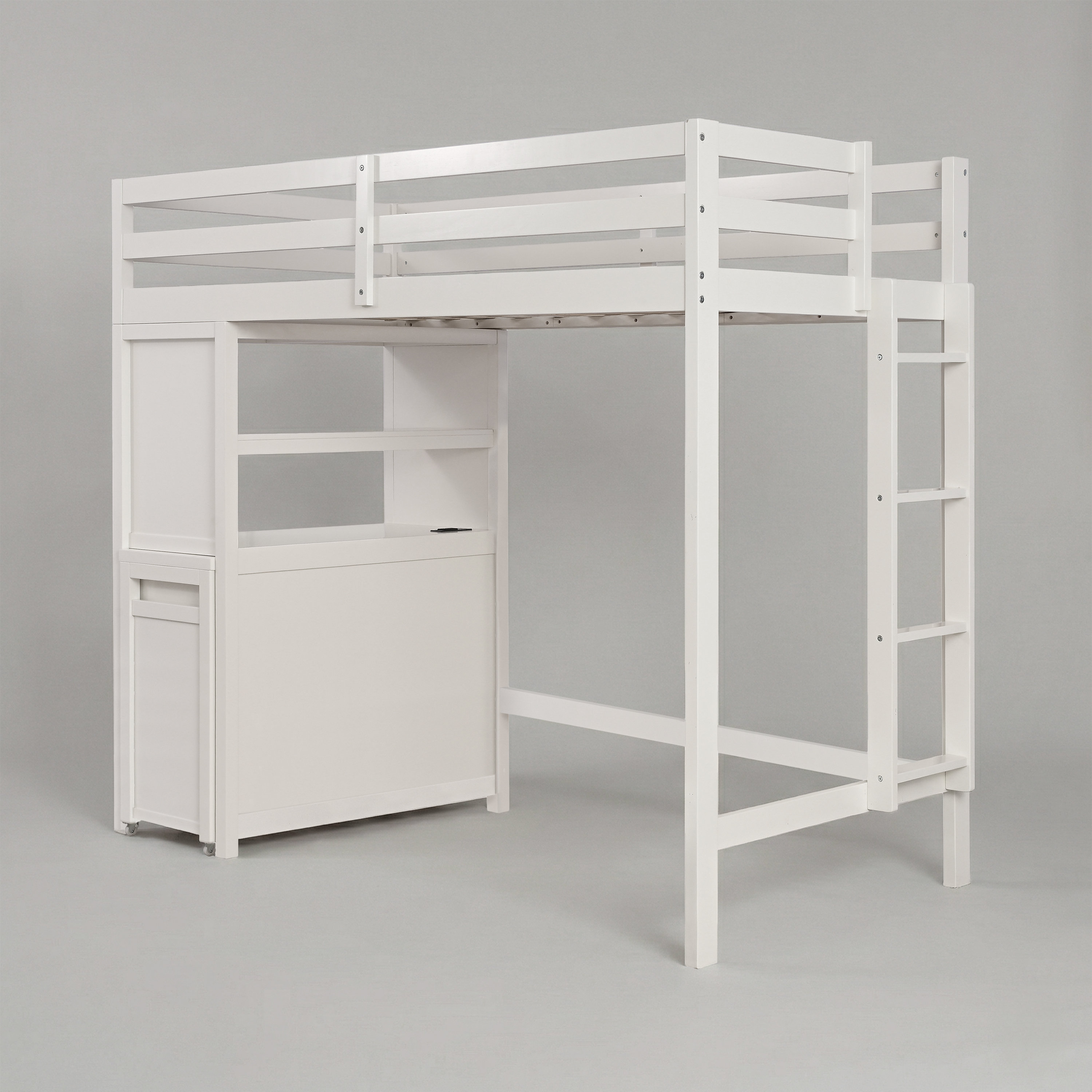 Latitude Run® Karol Workstation Twin Loft Bed With Storage Drawers And ...