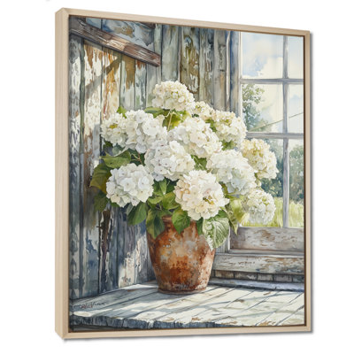 Grange hortensias dans la brise de l'été - art mural hortensias