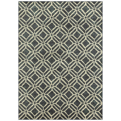 Tapis bleu délavé Modena Geo