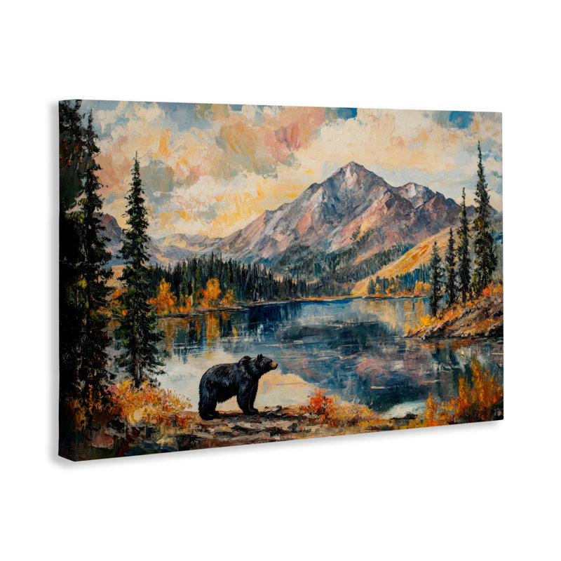 Toile d'ours de montagne, conception de Petal Prints Design, H 16 po x l 24 po