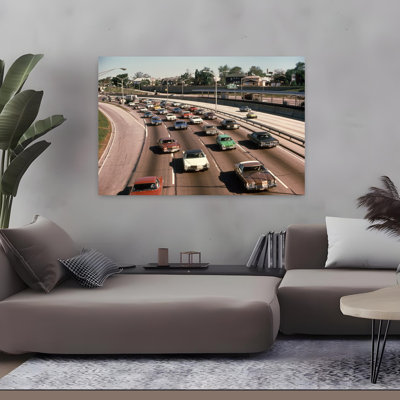 1970S Traffic Kennedy Expressway Chicago Il Express Lane Parallel Commuter Train Tracks Classic Retro Vintage City Wall Art