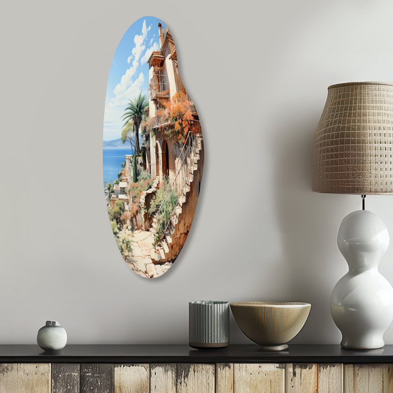 Espagne, Méditerranée, sérénité à Majorque - Art mural asymétrique, H 30 po x l 11 po