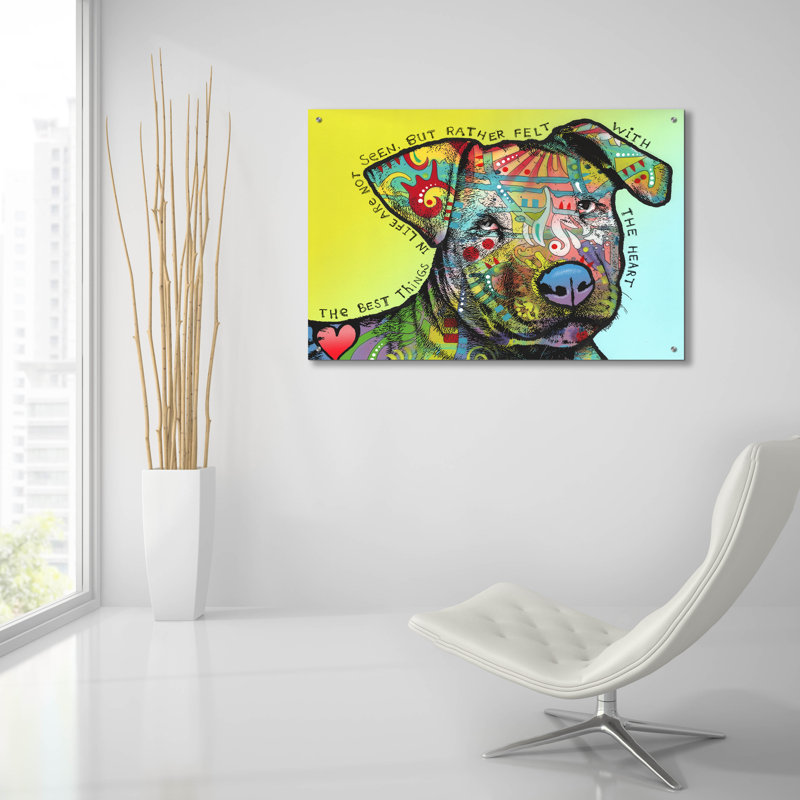 Art mural en verre acrylique, "Sully avec mots" par Dean Russo Studios, H 24 po x l 36 po x P 0,2 po