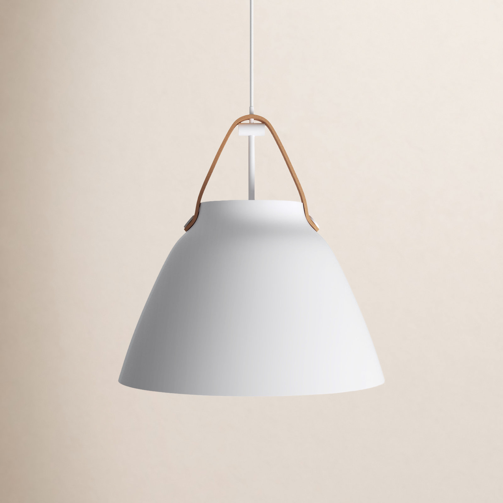 Gianni Dimmable Dome Single Light Pendant, 14.5" H x 14.25" W x 14.25" D, Tan Leather/White