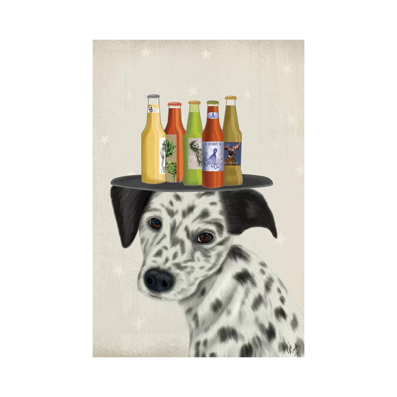 «Dalmatian Beer Lover» par Fab Funky, impression sur toile tendue, H 12 po x l 8 po x P 0,75 po